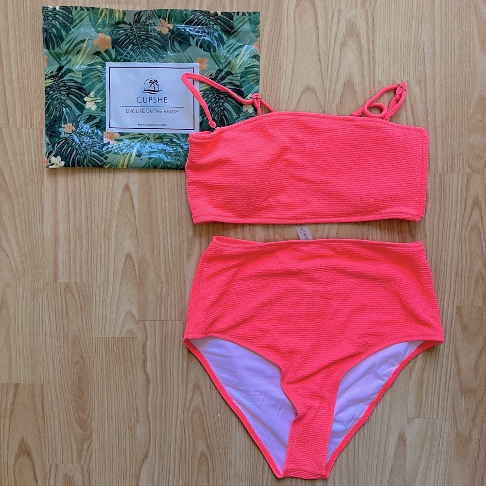 NEW Cupshe Pink Mid Waisted Bikini Set Size Medium